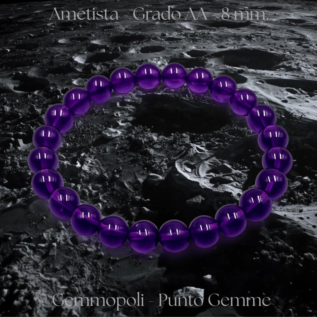 Bracciale Ametista Naturale Grado A 8 mm Unisex Punto Gemme MA0058 - MA0058 - foto 6