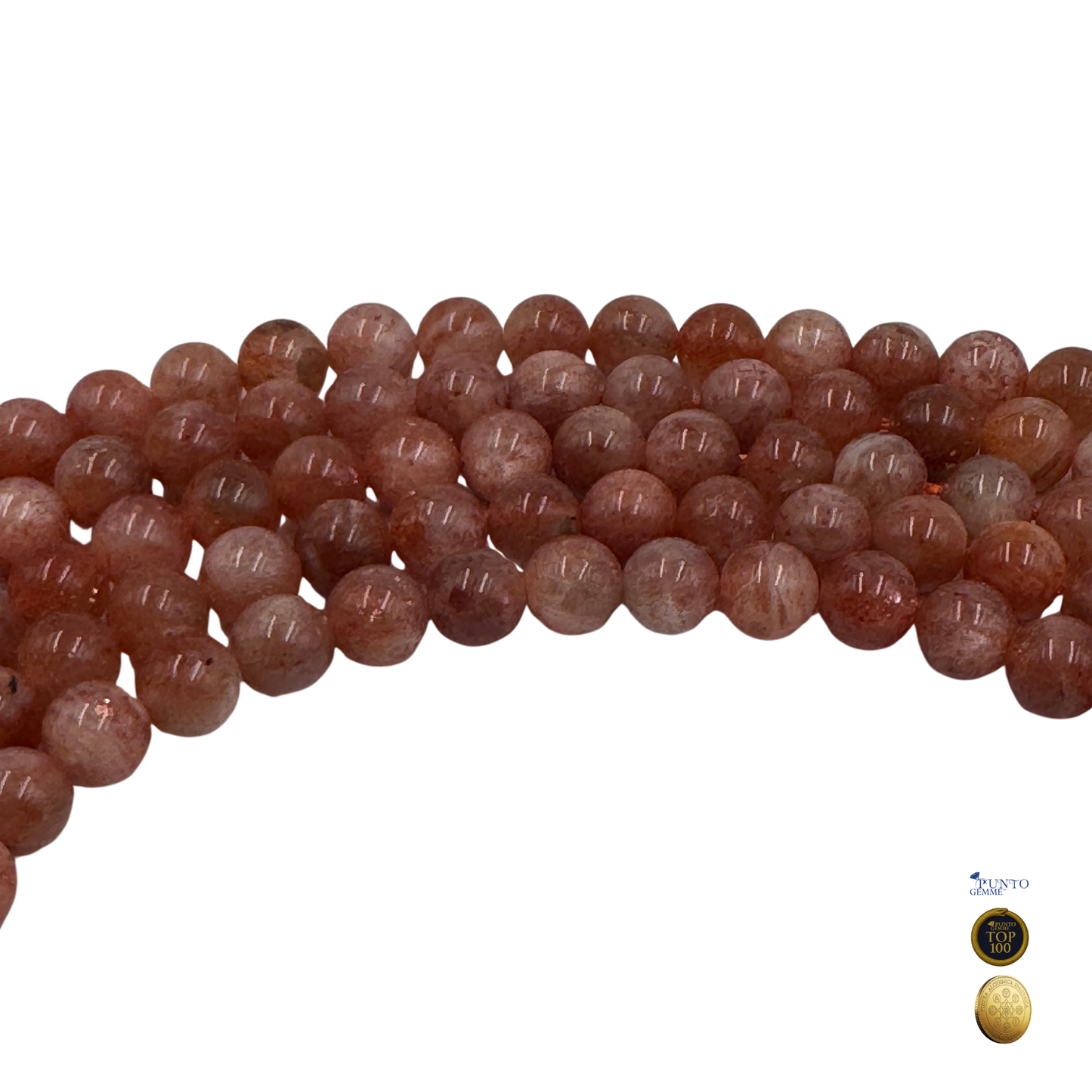 Primo piano del filo di Pietra del Sole, Punto Gemme 6 mm. PE0560-06