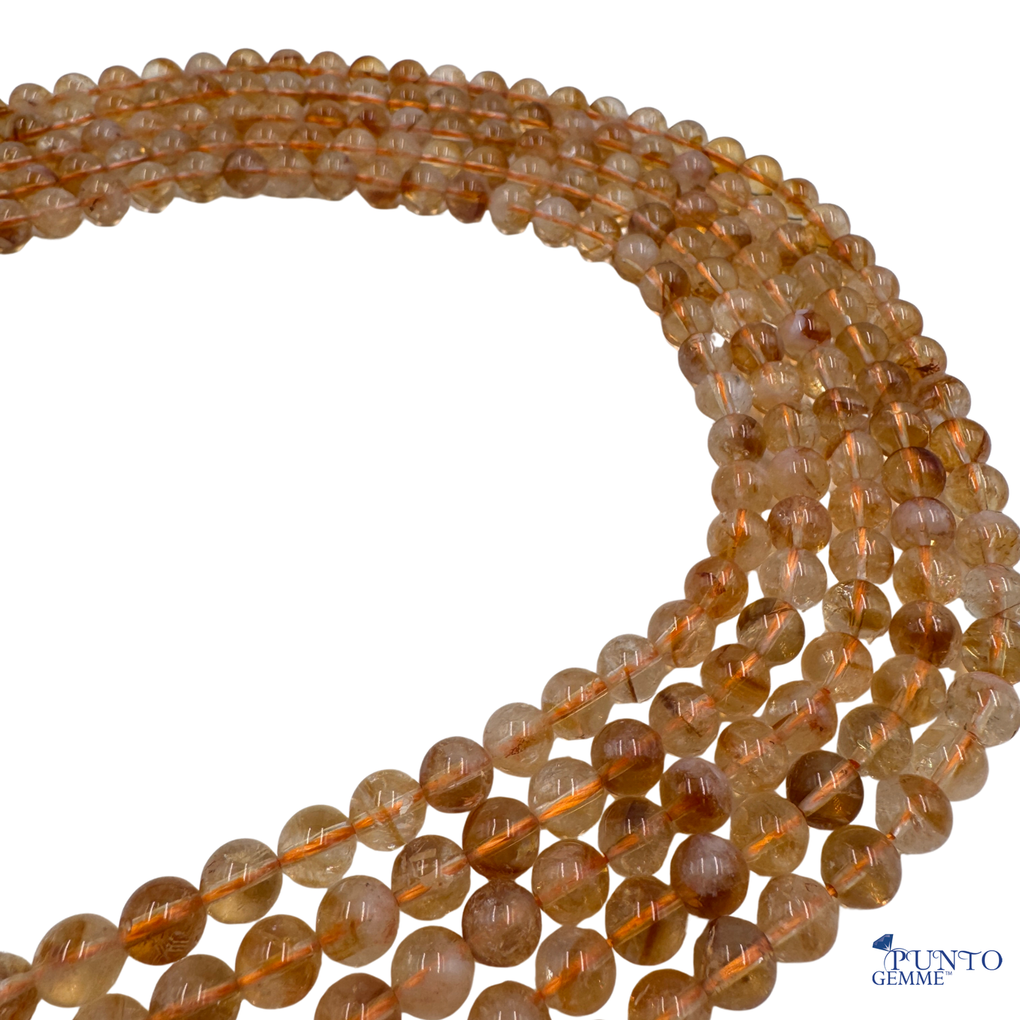 Citrino Naturale Tondo Liscio Filo di Pietre Naturali Varie Misure (6/8 mm) • PE0791