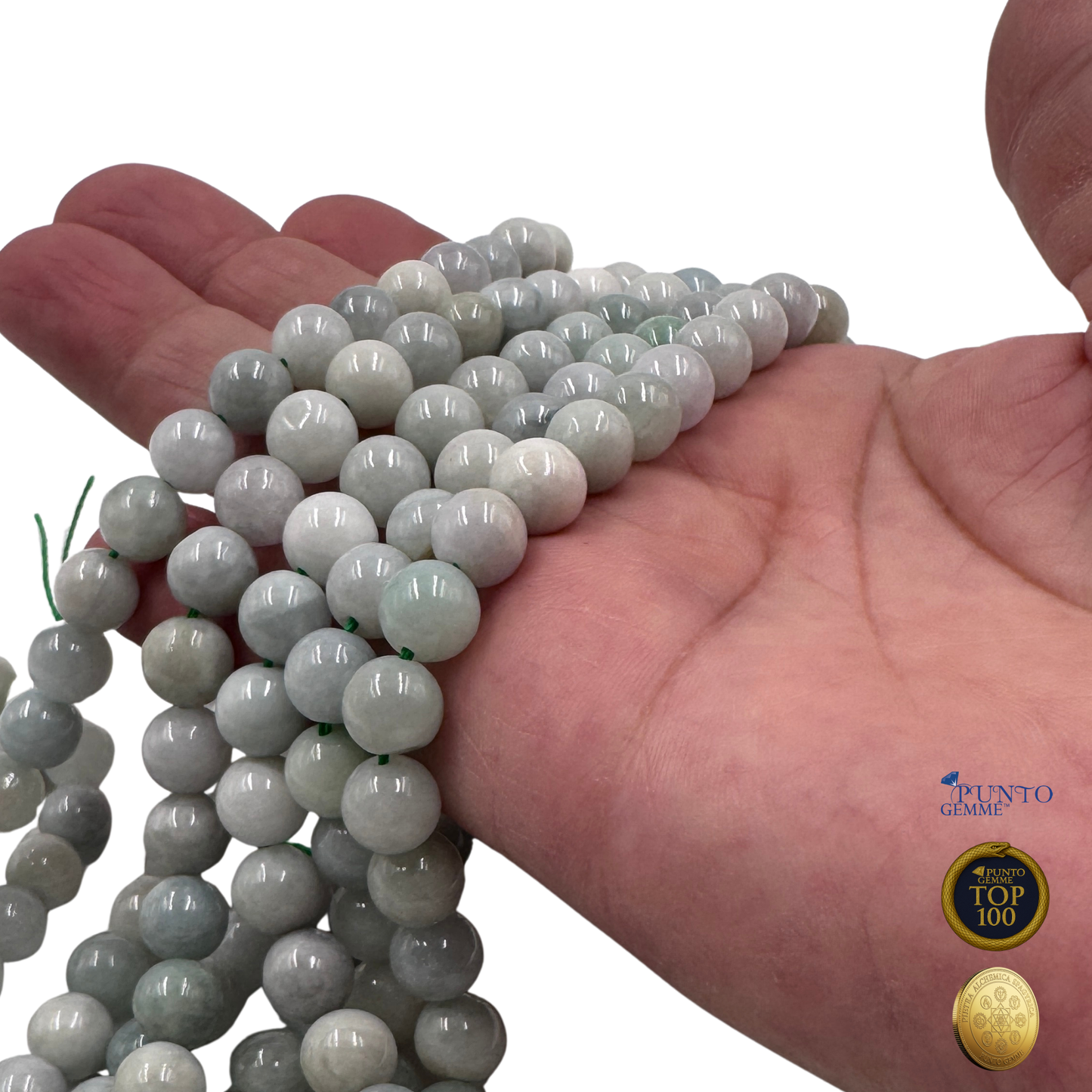 Giada Imperiale naturale da 6 mm (Burma), la pietra asiatica della longevità e della salute.