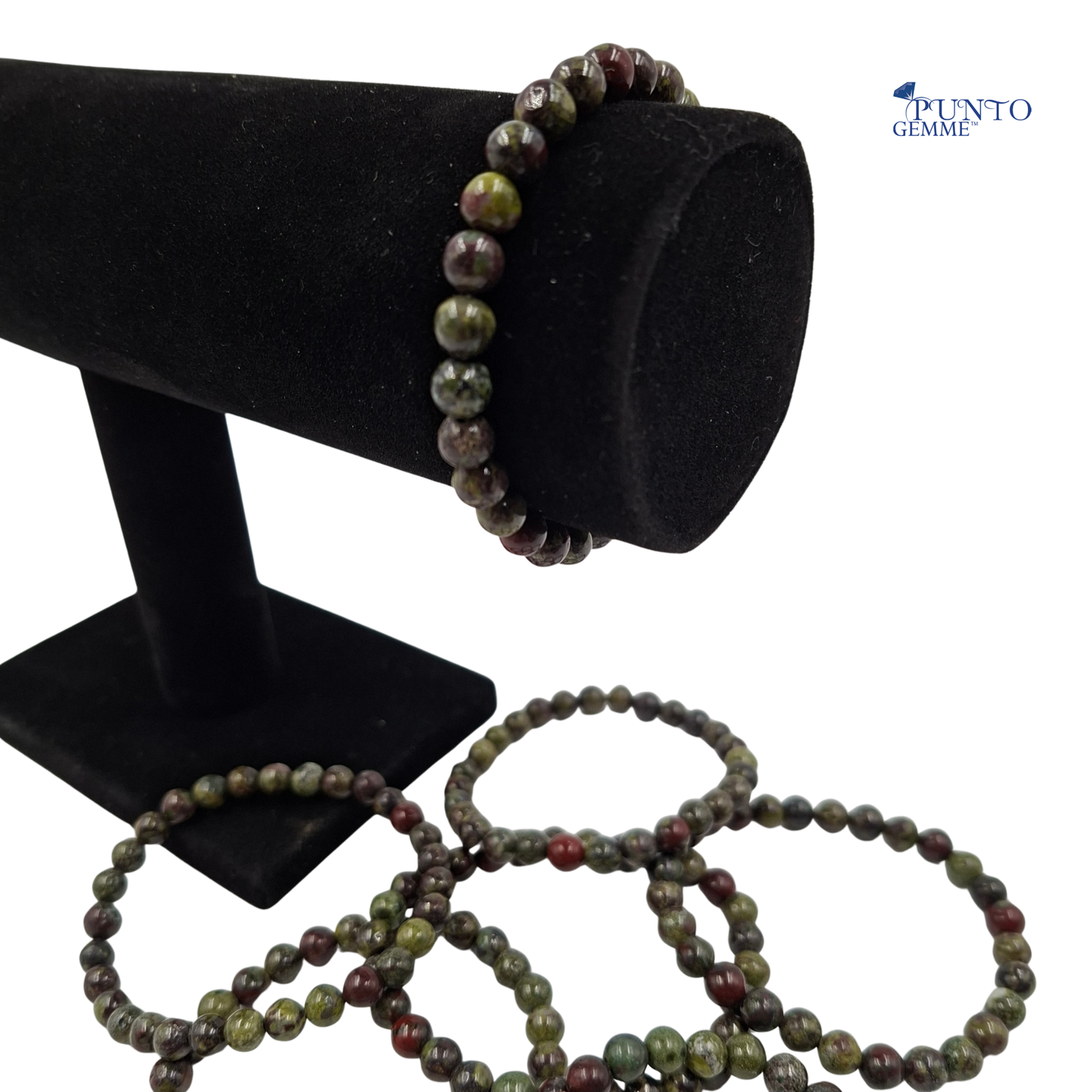 Bracciale elastico in Diaspro Sangue di Drago PE 8010 Punto Gemme