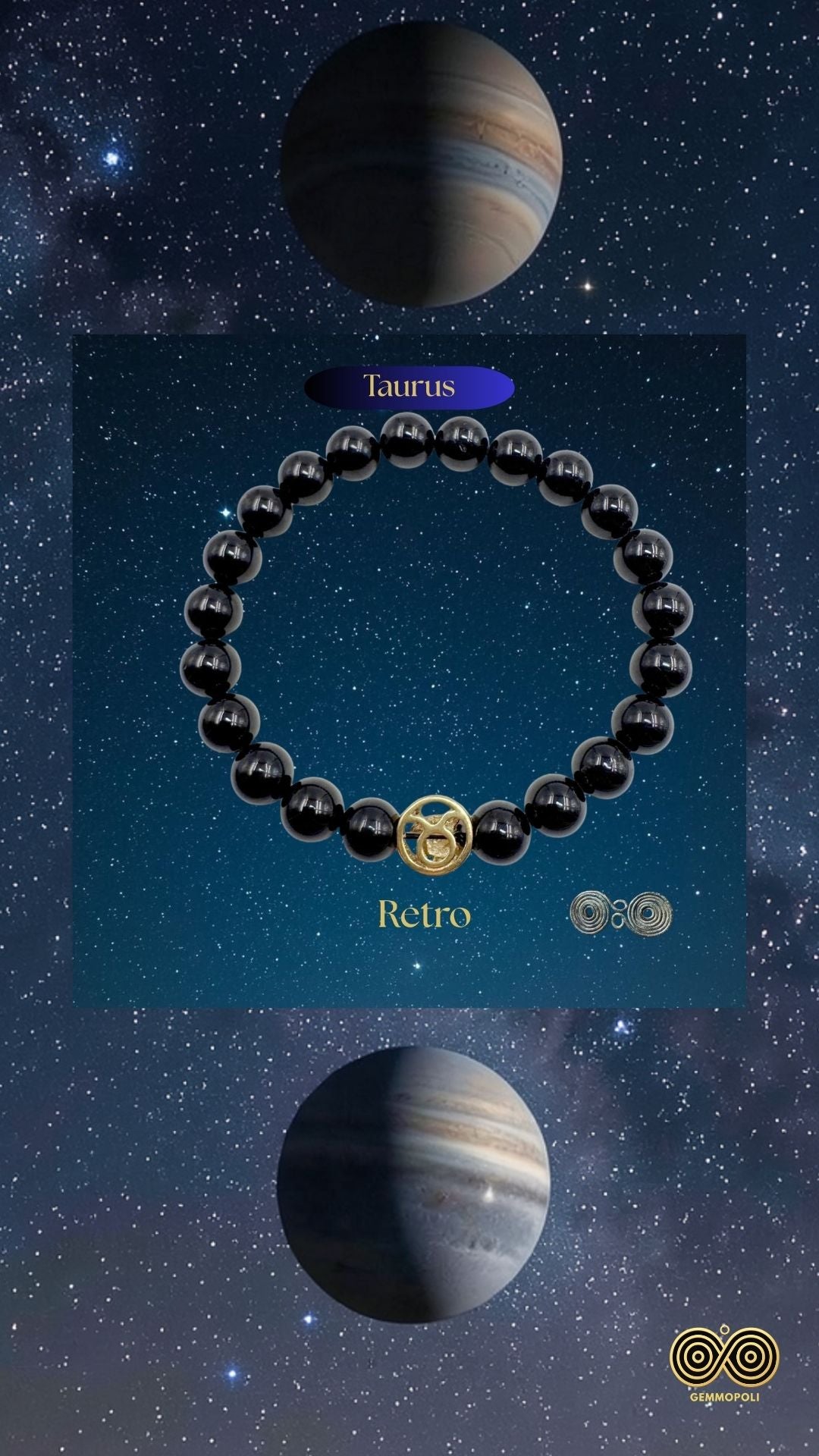 Bracciale Zodiaco Toro in Tormalina Nera Certificata (PE8030)