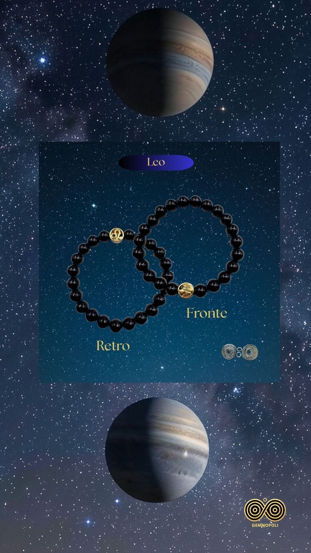 Bracciale Zodiaco Leone in Tormalina Nera Certificata (PE8033)