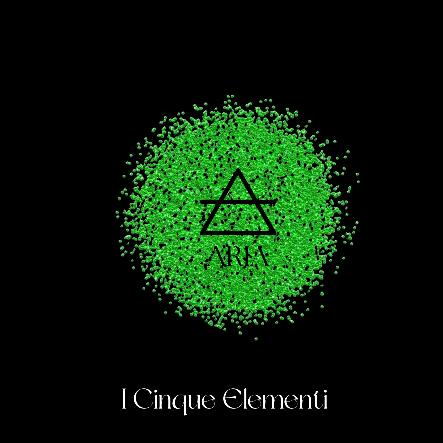 Simbolo alchemico dell'Aria (triangolo con linea orizzontale) su sfondo celeste, raffigurante pensiero, comunicazione e sublimazione.