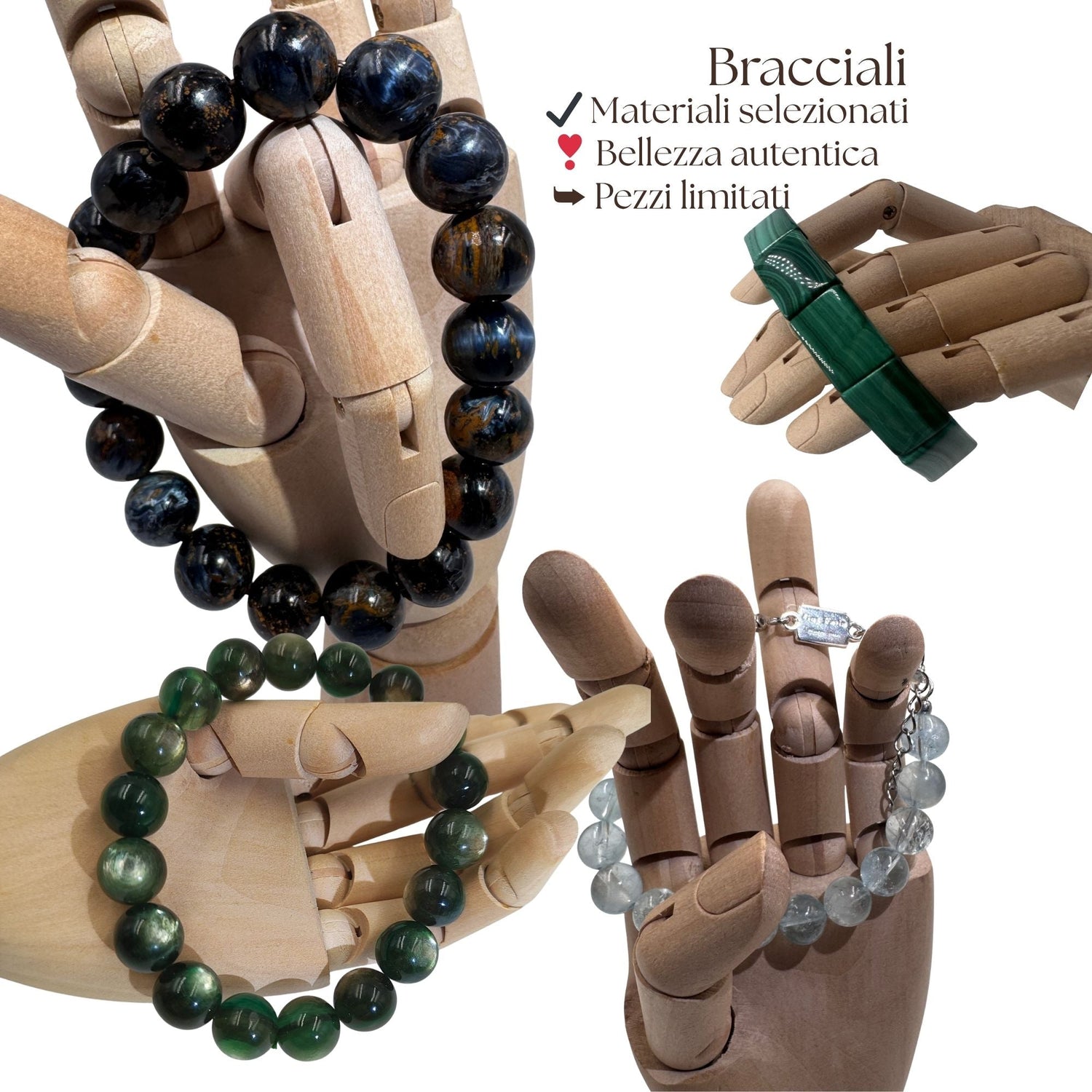 Bracciale Gemmopoli in pietre dure naturali e cristalli unisex