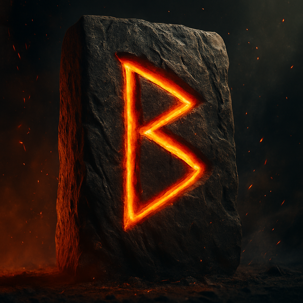 Simbolo della runa Berkano, legato alla rinascita, alla maternità spirituale e all’energia lunare femminile