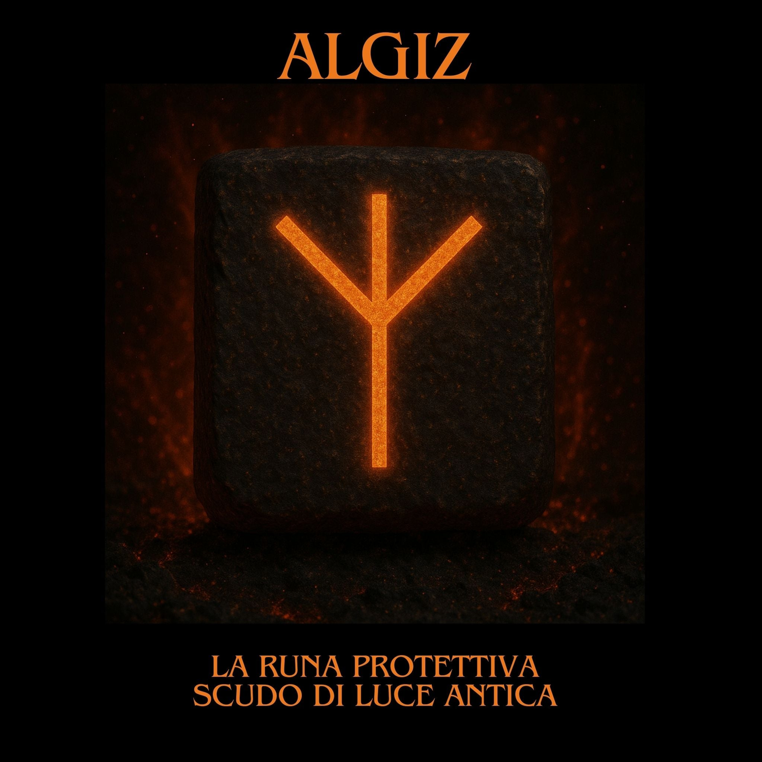 Simbolo della runa Algiz in stile tradizionale, rappresentazione della protezione e del contatto con il divino