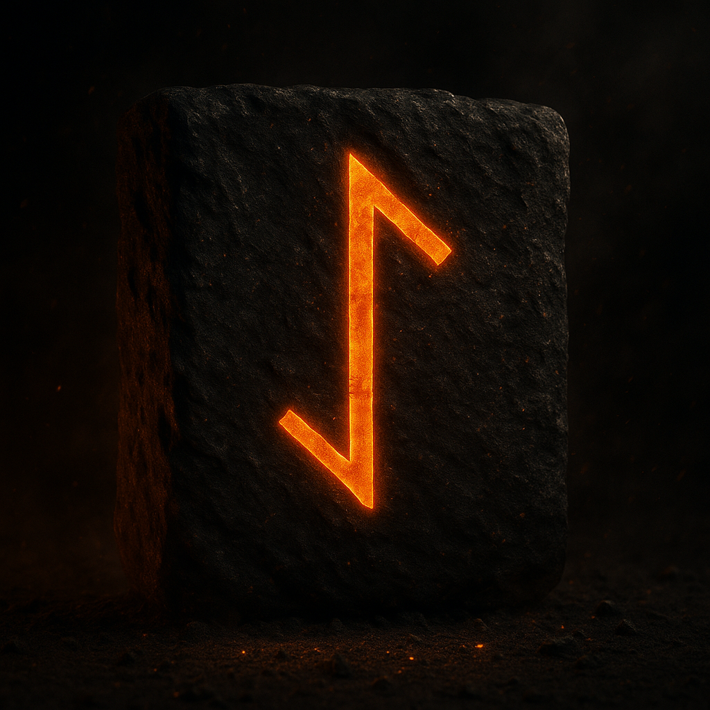 Simbolo della runa Isa, asse del ghiaccio e della centratura interiore, legata al silenzio e alla chiarezza spirituale