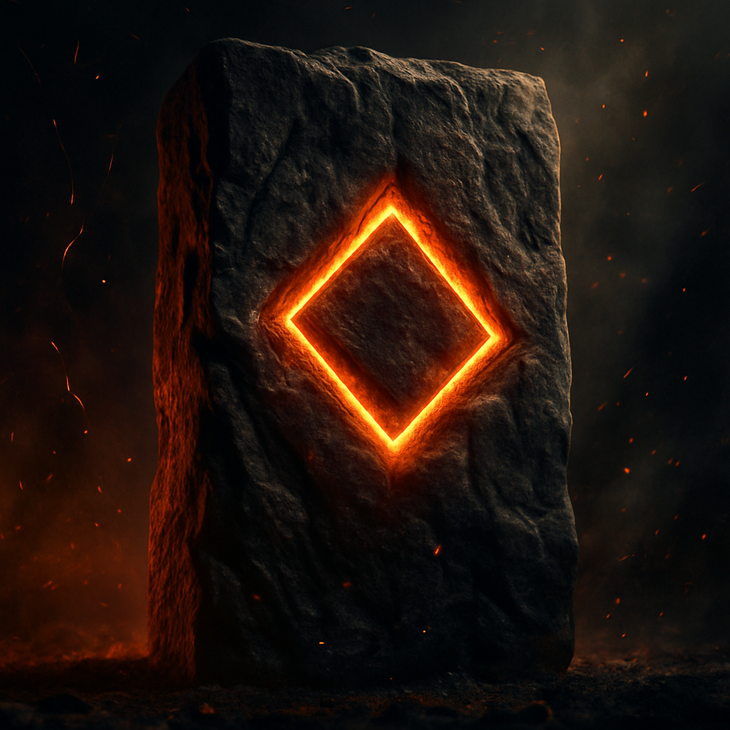 Simbolo della runa Ingwaz, energia raccolta e protetta, emblema del seme spirituale e della maturazione interiore