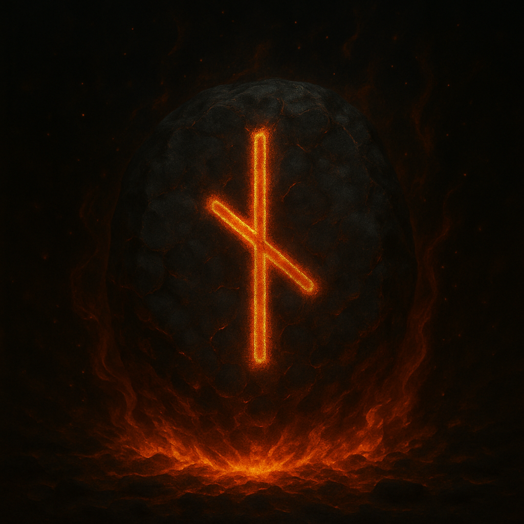 Simbolo della runa Nauthiz, legata alla necessità, all’autocontrollo e al superamento del karma