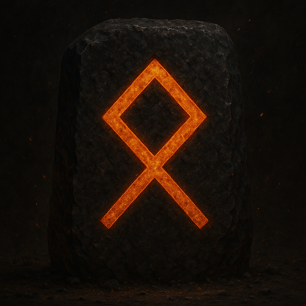 Simbolo della runa Othala, legata alla casa, all’eredità spirituale e al radicamento interiore