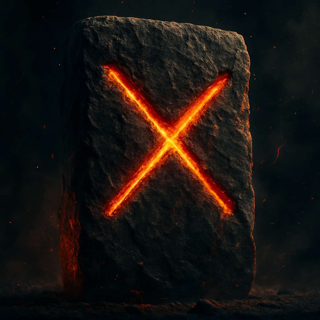 Simbolo della runa Gebo, emblema del dono spirituale e dell’equilibrio tra dare e ricevere