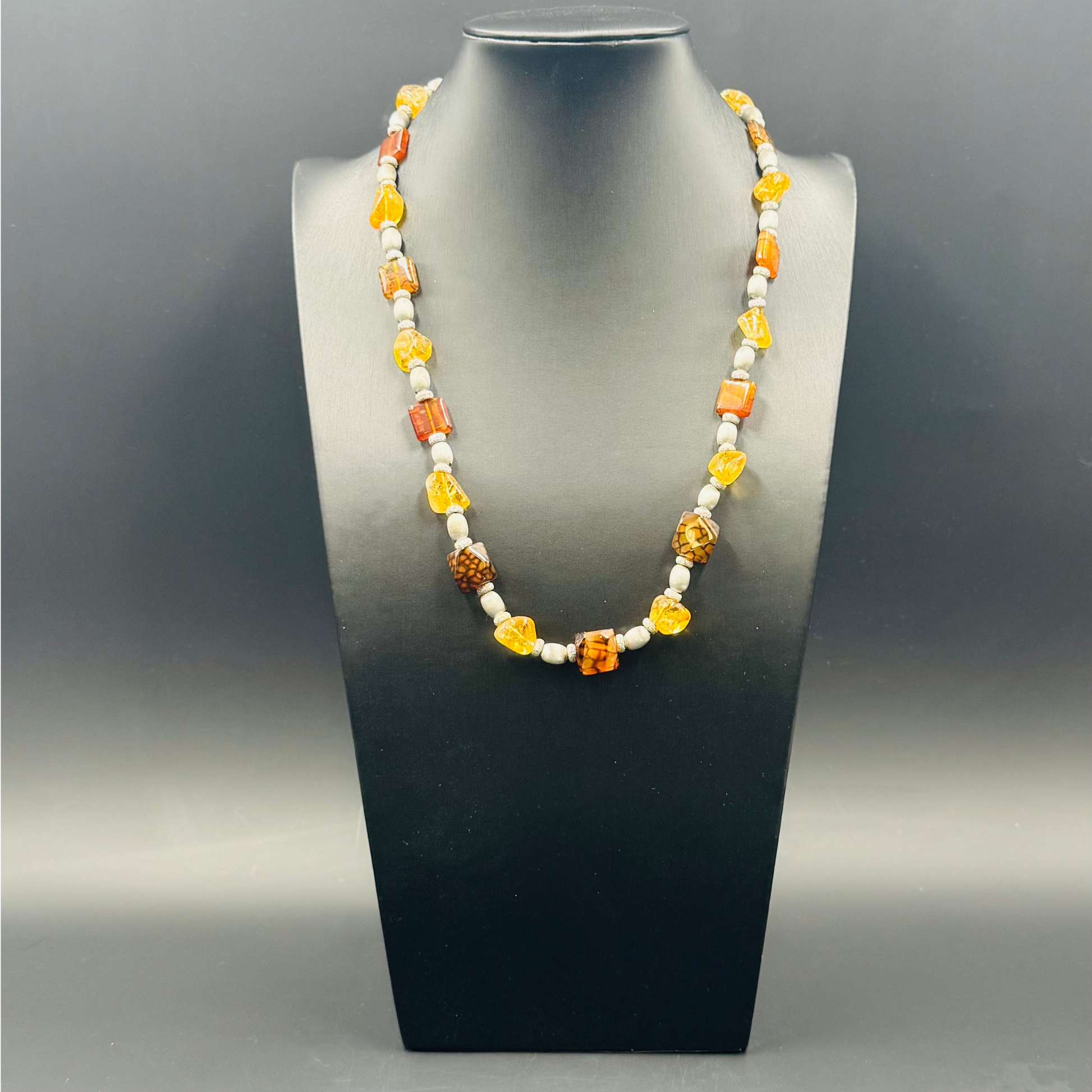 Collana Guy Favia con Citrino e Agata A0005, gioiello artigianale italiano