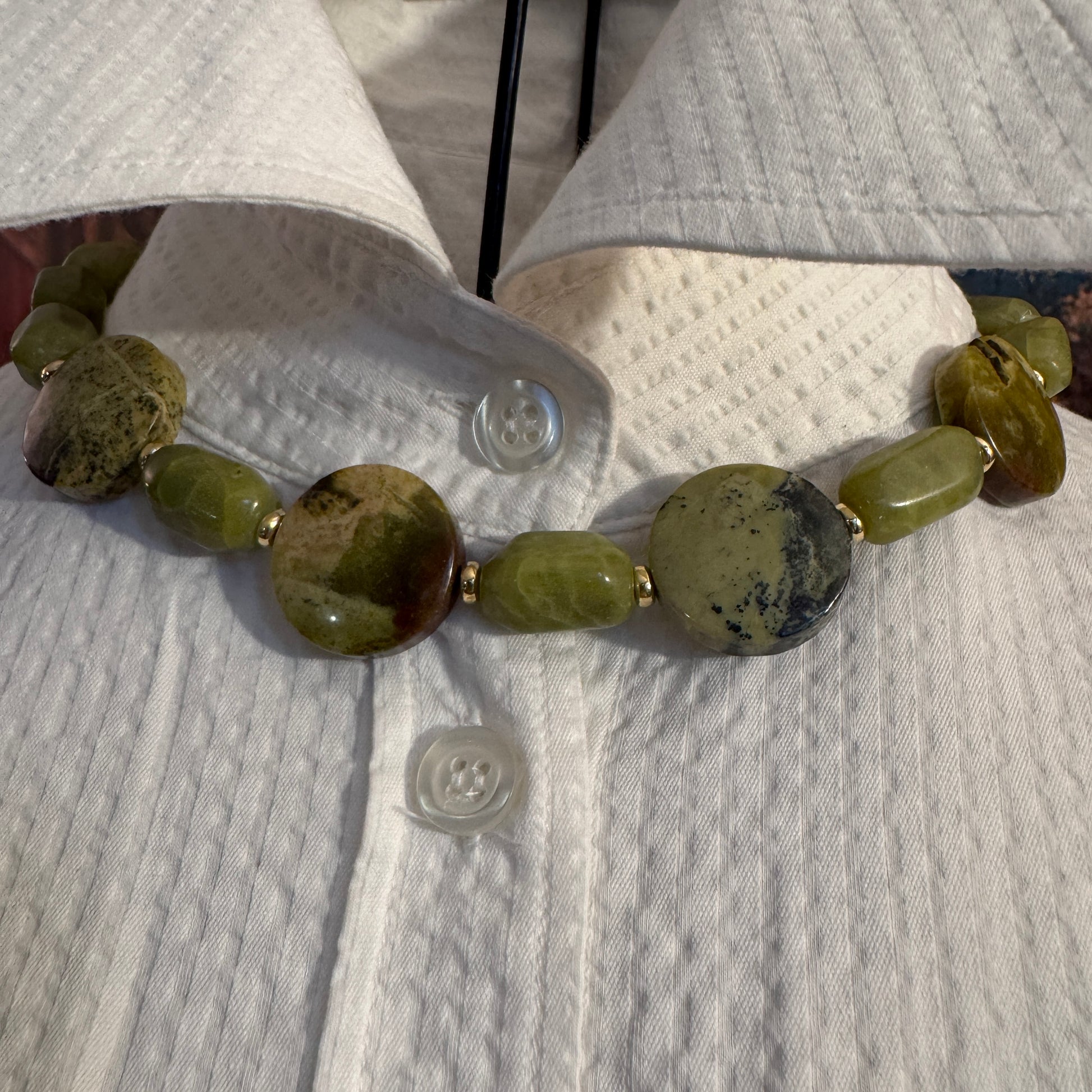 Collana Turchese Giallo e Agata Verde, la combinazione alchemica per l'espansione (Giove) e l'armonia (Venere).