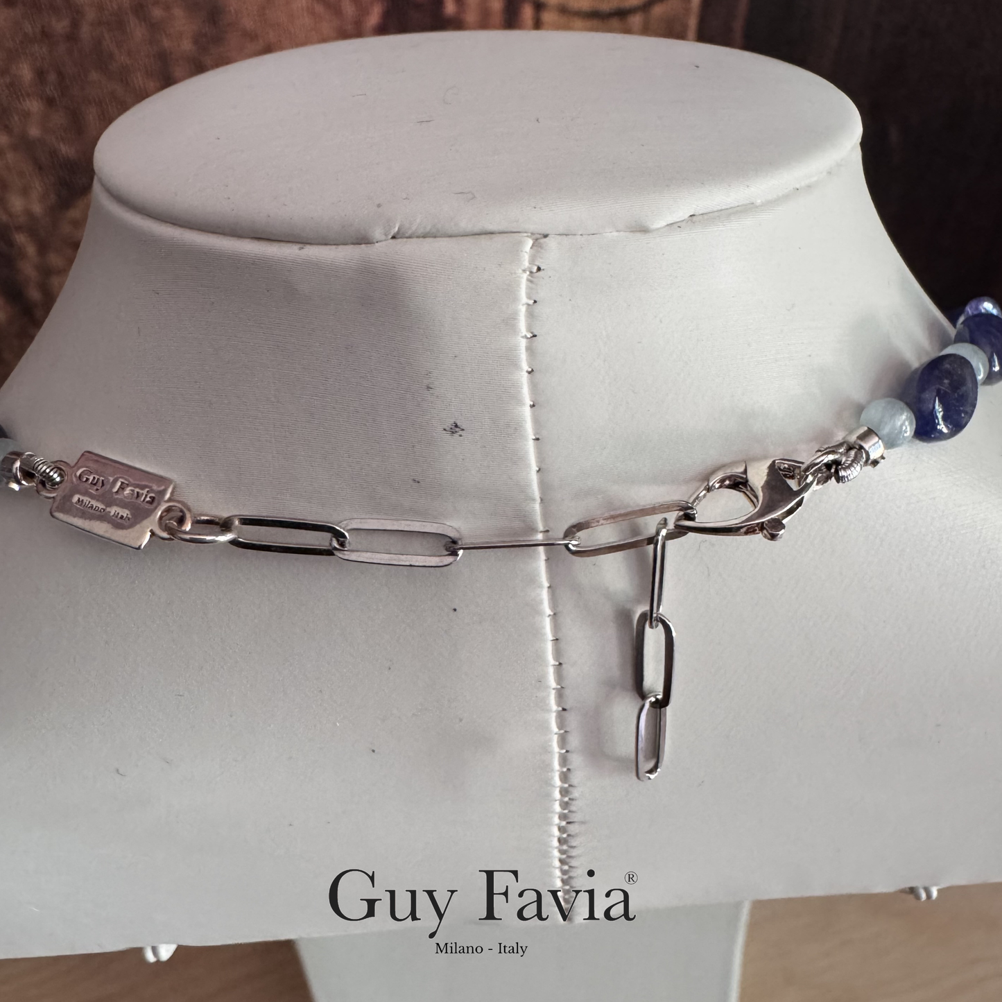 Girocollo elegante donna tanzanite acquamarina chiusura regolabile 