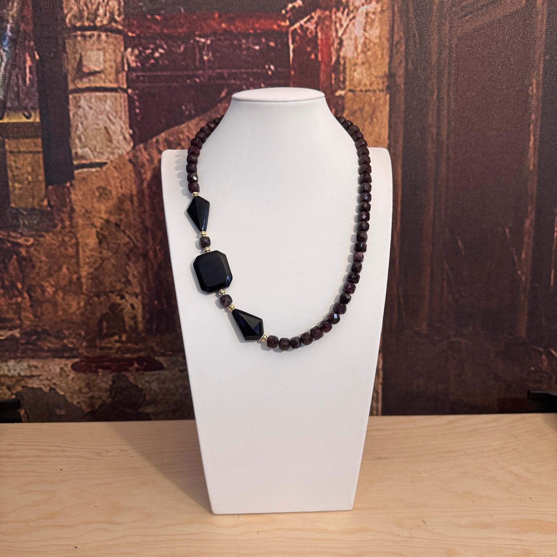 Collana Guy Favia granato onice agata nera A0035.