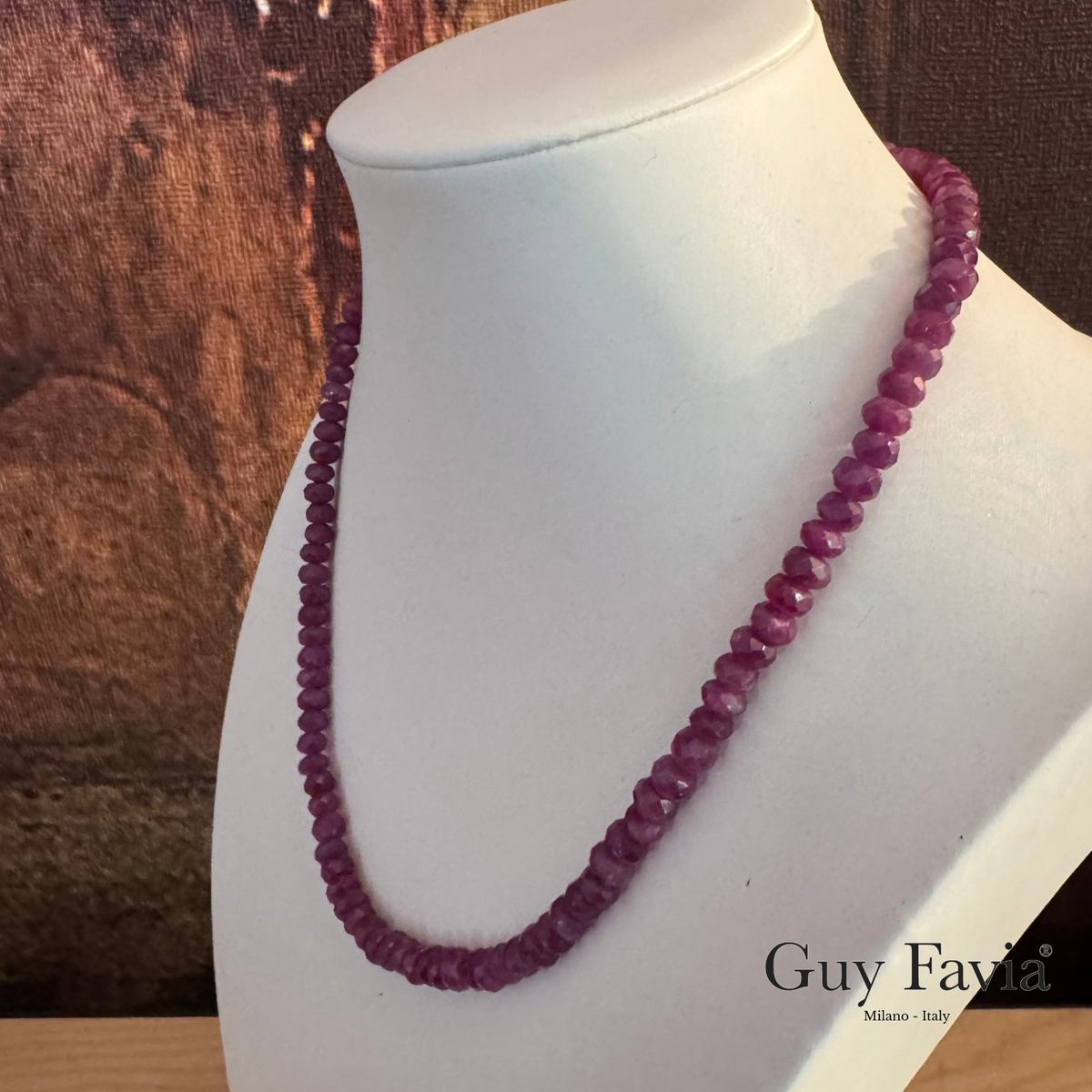 Collana Girocollo Rubino naturale AAA 48 cm Guy Favia A0037