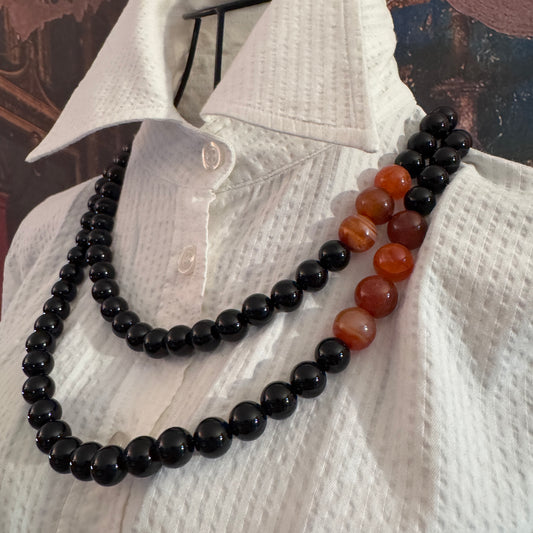 Collana Guy Favia Onice Nero e Corniola • Made in Italy • Codice A0004