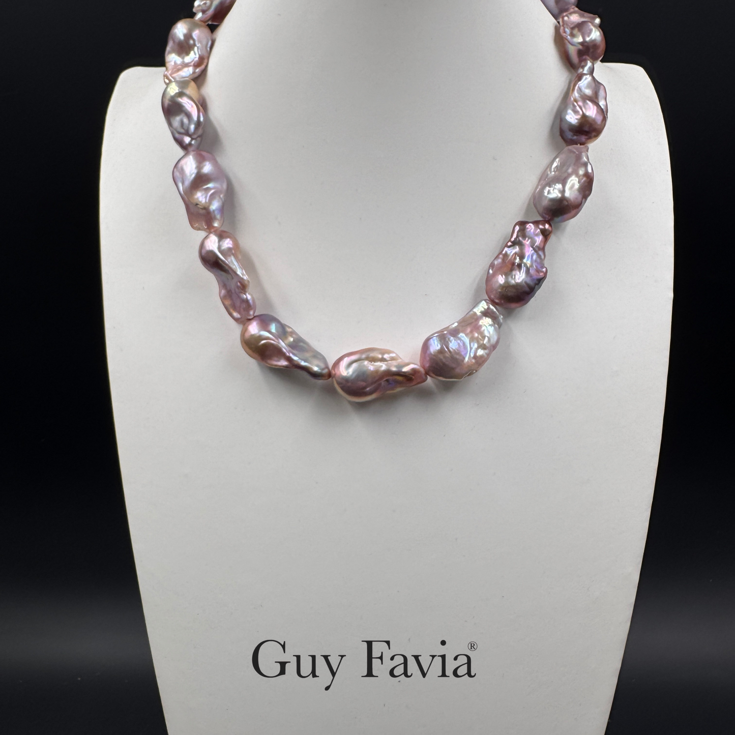 Gioiello esclusivo Guy Favia con perle viola naturali non tinte