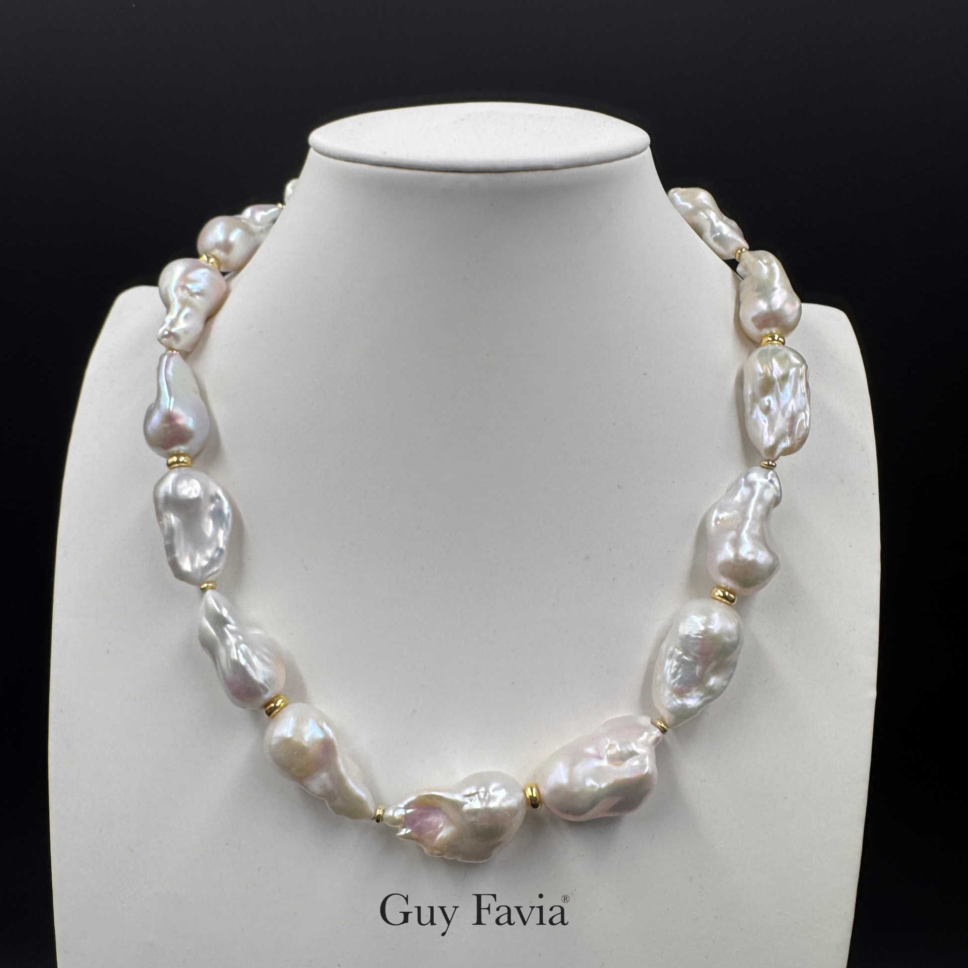 Gioiello esclusivo Guy Favia in perle barocche strepitose grandi 14x28 mm