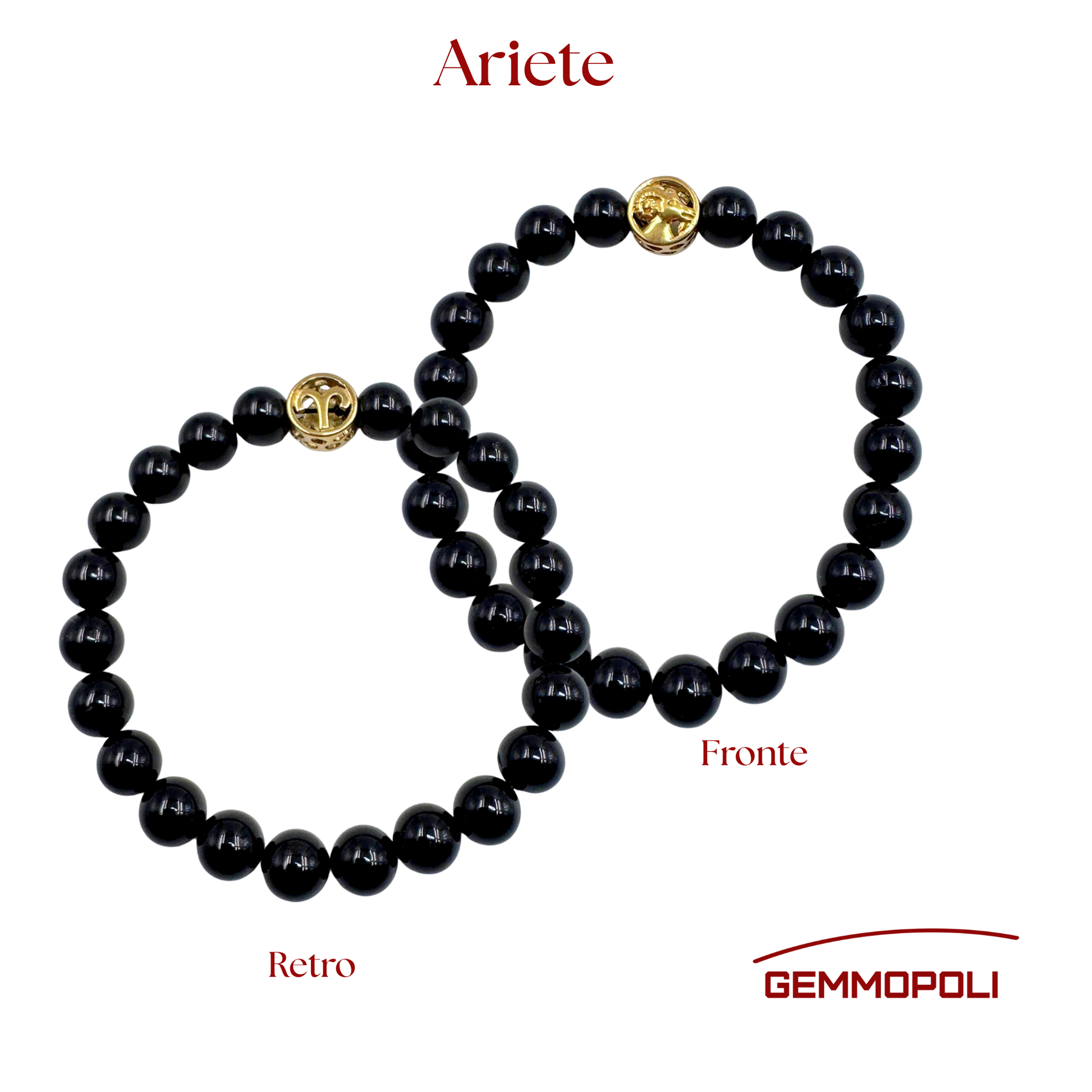 Primo piano del bracciale del simbolo zodiacale Ariete, fronte e retro. PE8029