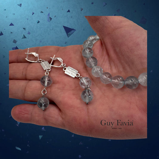 Set coordinato bracciale e orecchini in Topazio Azzurro dello Zambia 8 mm.