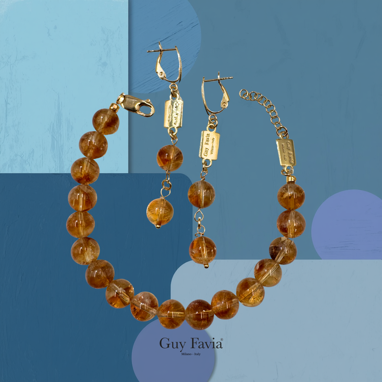 Set gioielli citrino zambia bracciale orecchini guy favia
