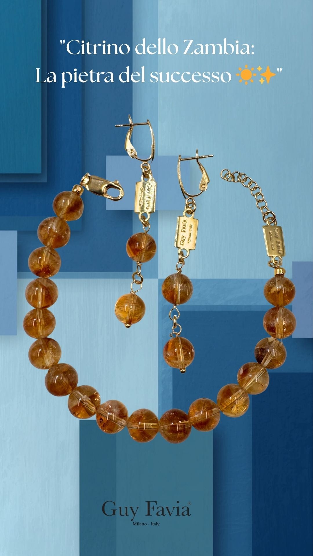 Set gioielli citrino zambia bracciale orecchini guy favia verticale per social.