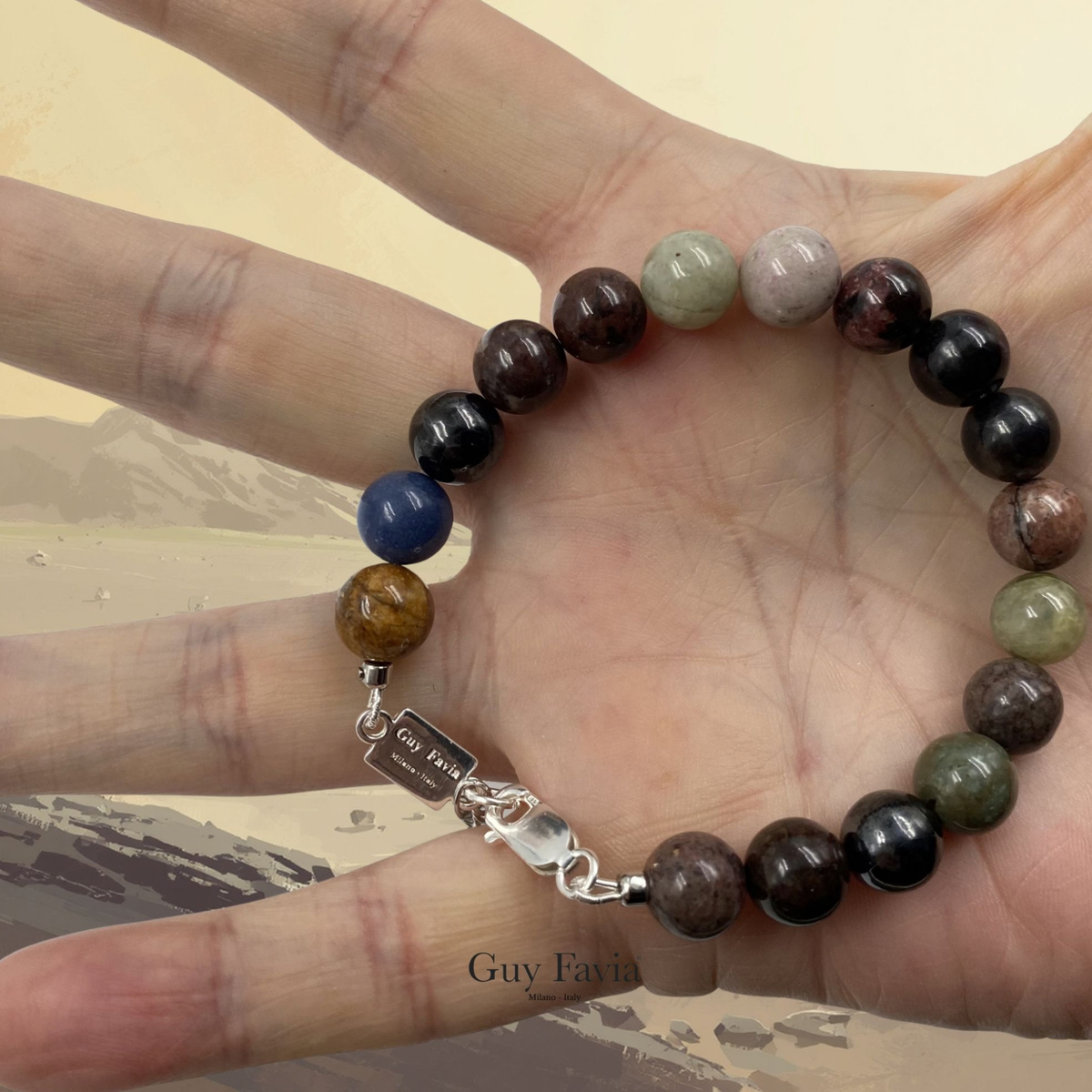 Bracciale Sugilite naturale con certificato Guy Favia CI0010