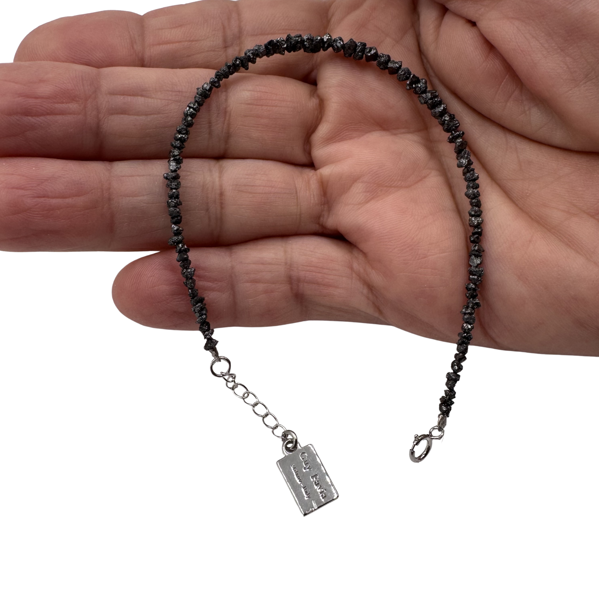 bracciale regolabile diamanti naturali grezzi neri