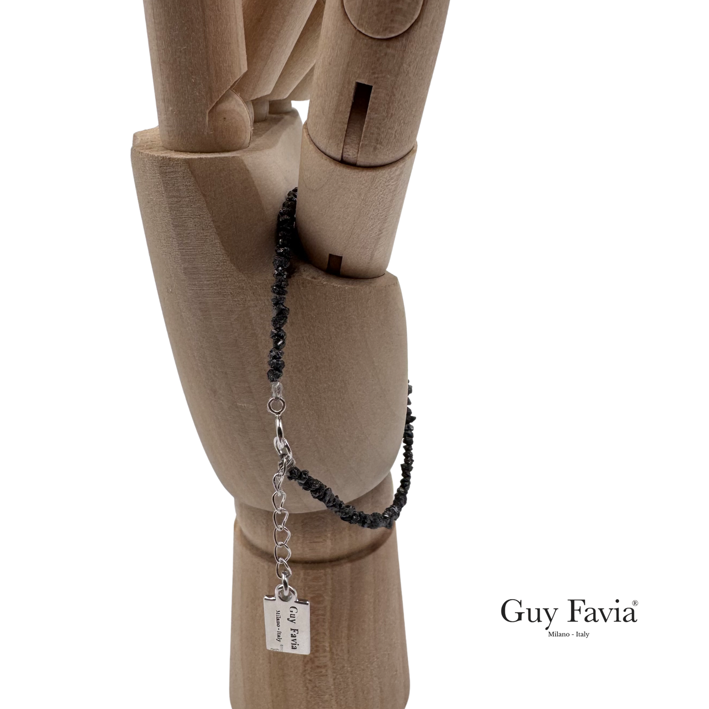 bracciale diamanti grezzi neri naturali Guy Favia