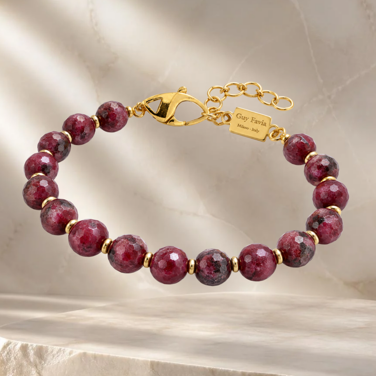 Bracciale Rubino naturale con certificato Guy Favia CI0016 