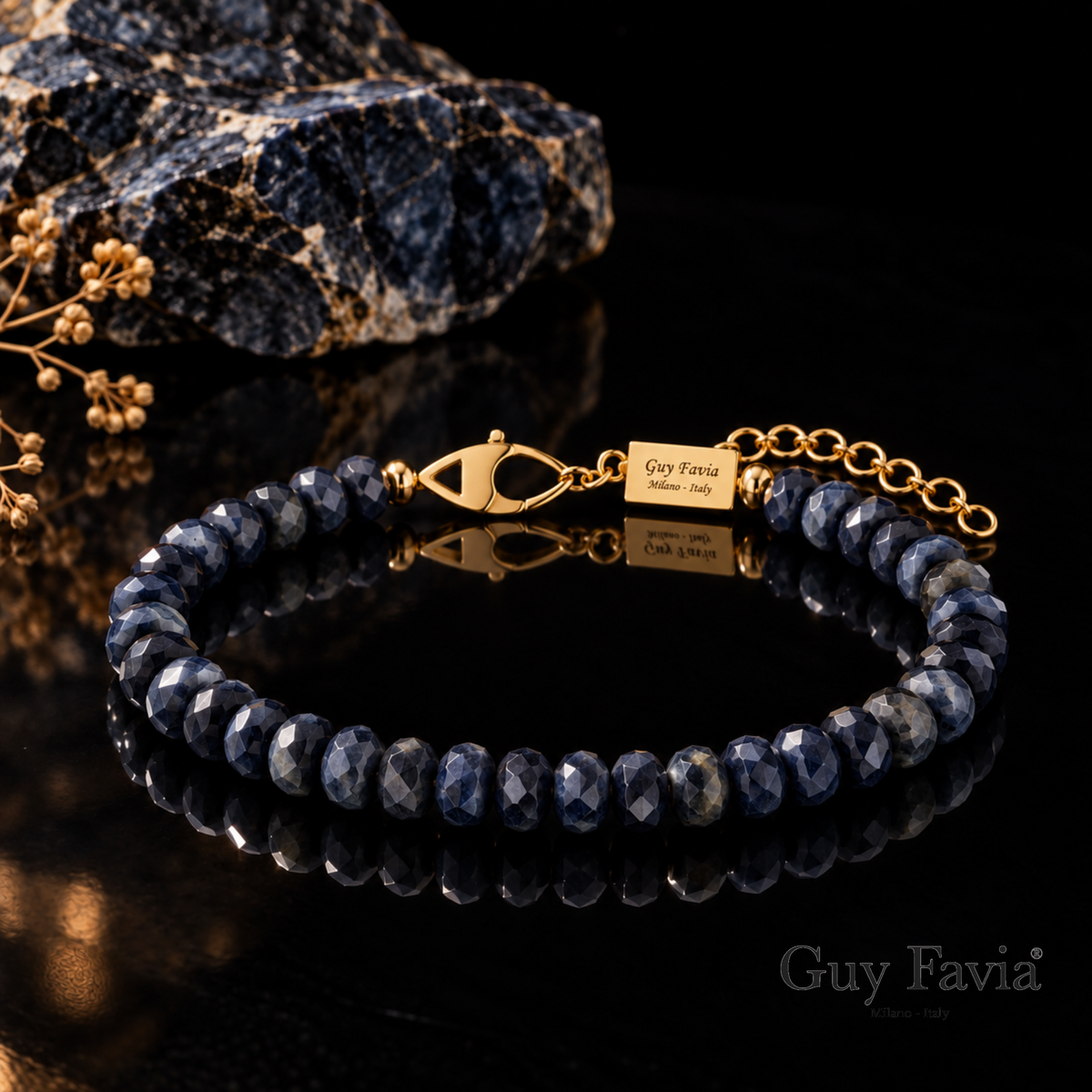 Bracciale Zaffiro Naturale Grado A Rondelle Sfaccettate  Guy Favia C0019