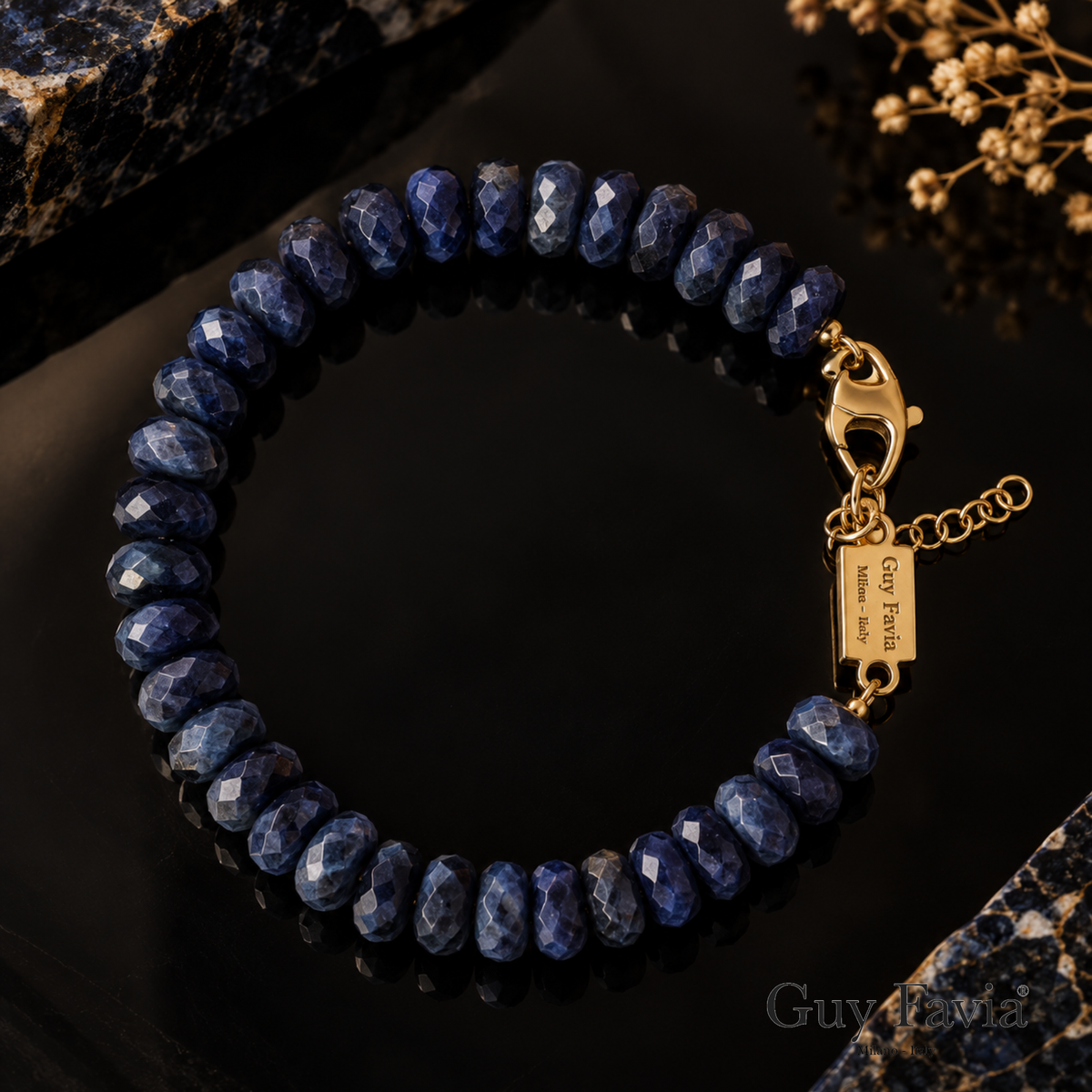 Bracciale Zaffiro Naturale Grado A Rondelle Sfaccettate  Guy Favia C0019
