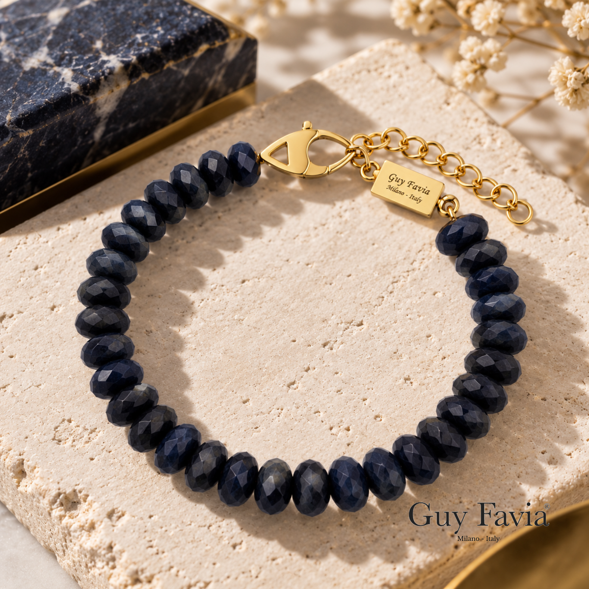 Bracciale Zaffiro Naturale Grado A Rondelle Sfaccettate  Guy Favia C0019