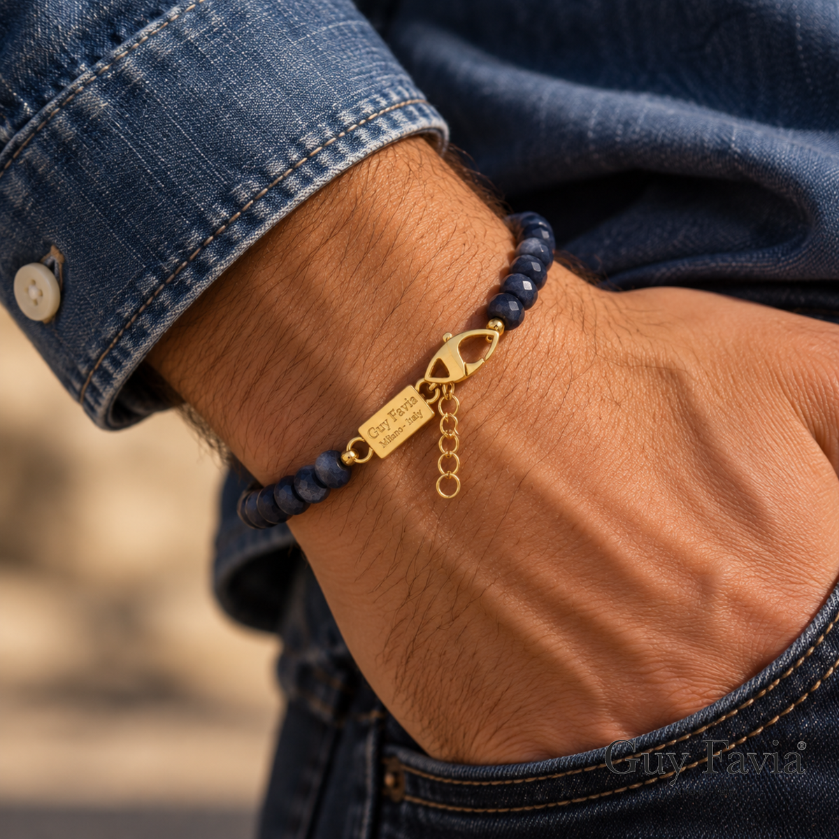 Bracciale Zaffiro Naturale Grado A Rondelle Sfaccettate  Guy Favia C0019
