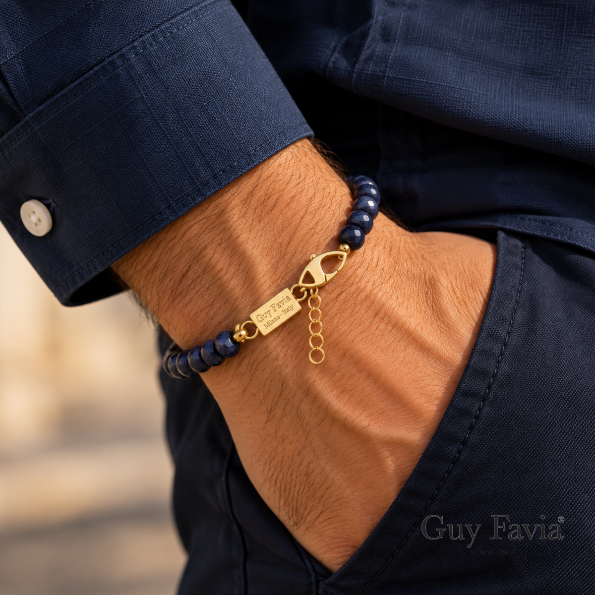 Bracciale Zaffiro Naturale Grado A Rondelle Sfaccettate  Guy Favia C0019