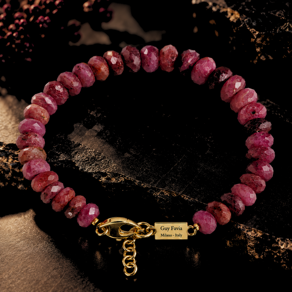Bracciale Guy Favia Rubino naturale AAA rondelle sfaccettate C0020