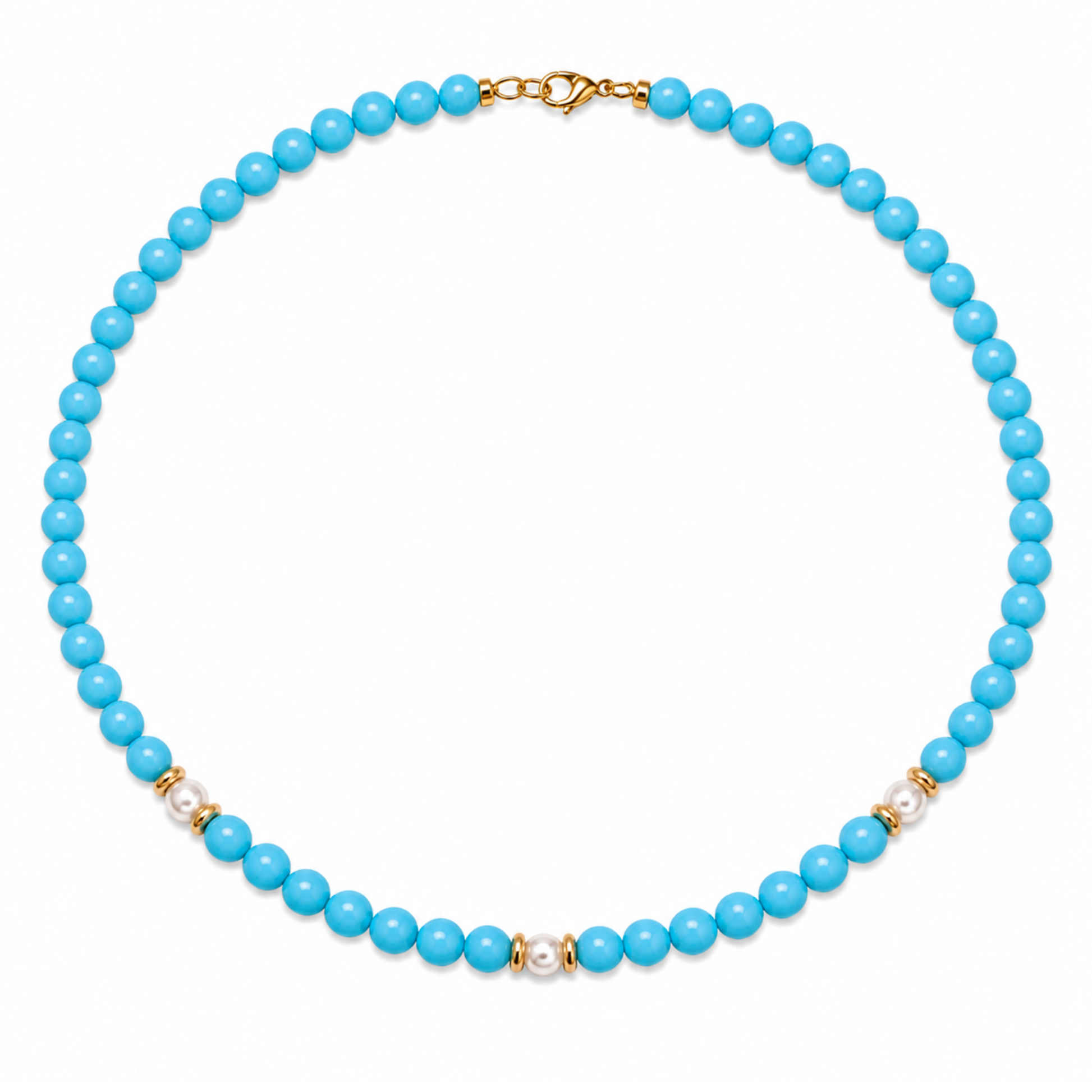 Collana Gemmopoli GA0062 Madreperla Turchese con tre perle Bianche 