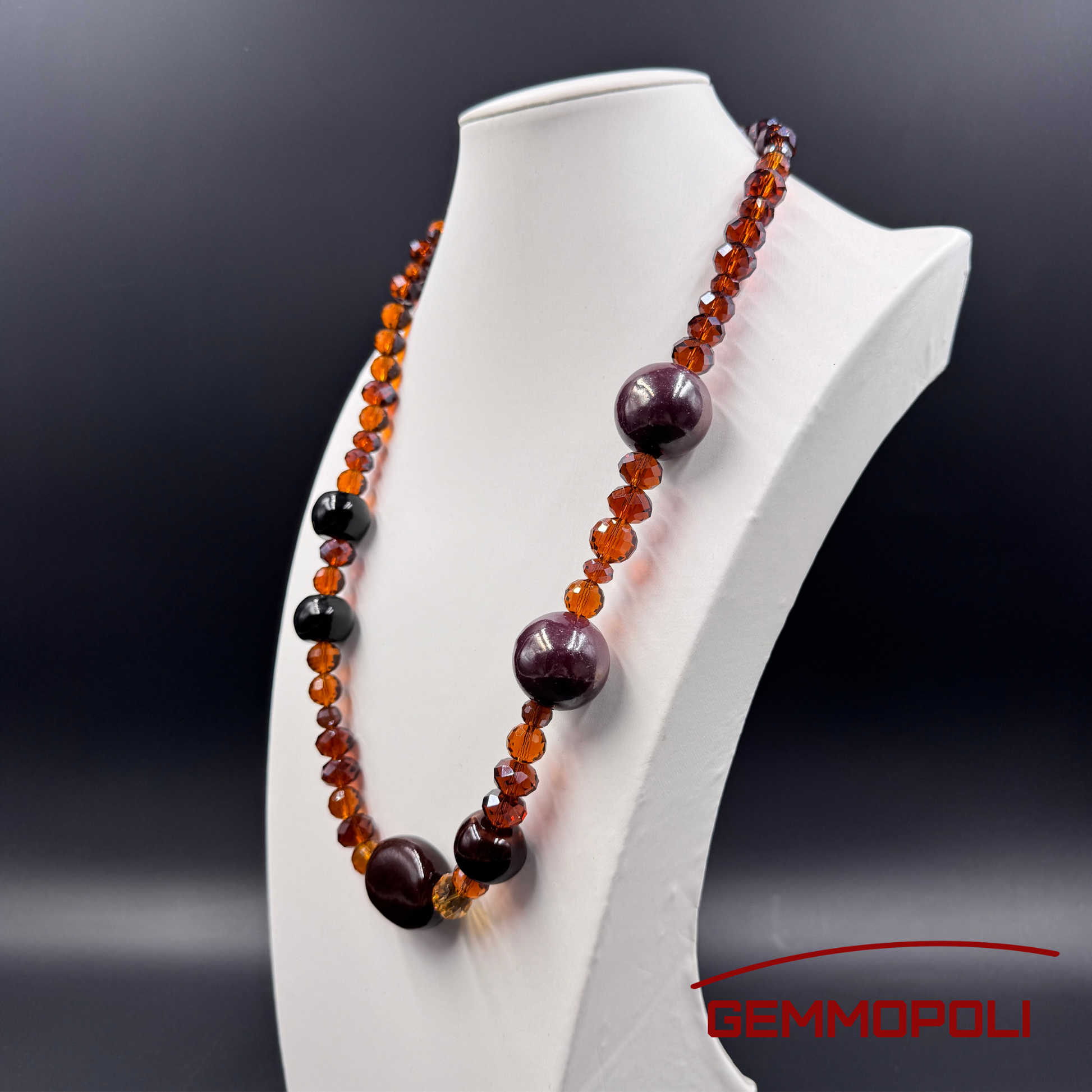 Collana elegante con cristalli sfaccettati e inserti in porcellana – Gemmopoli GA0001