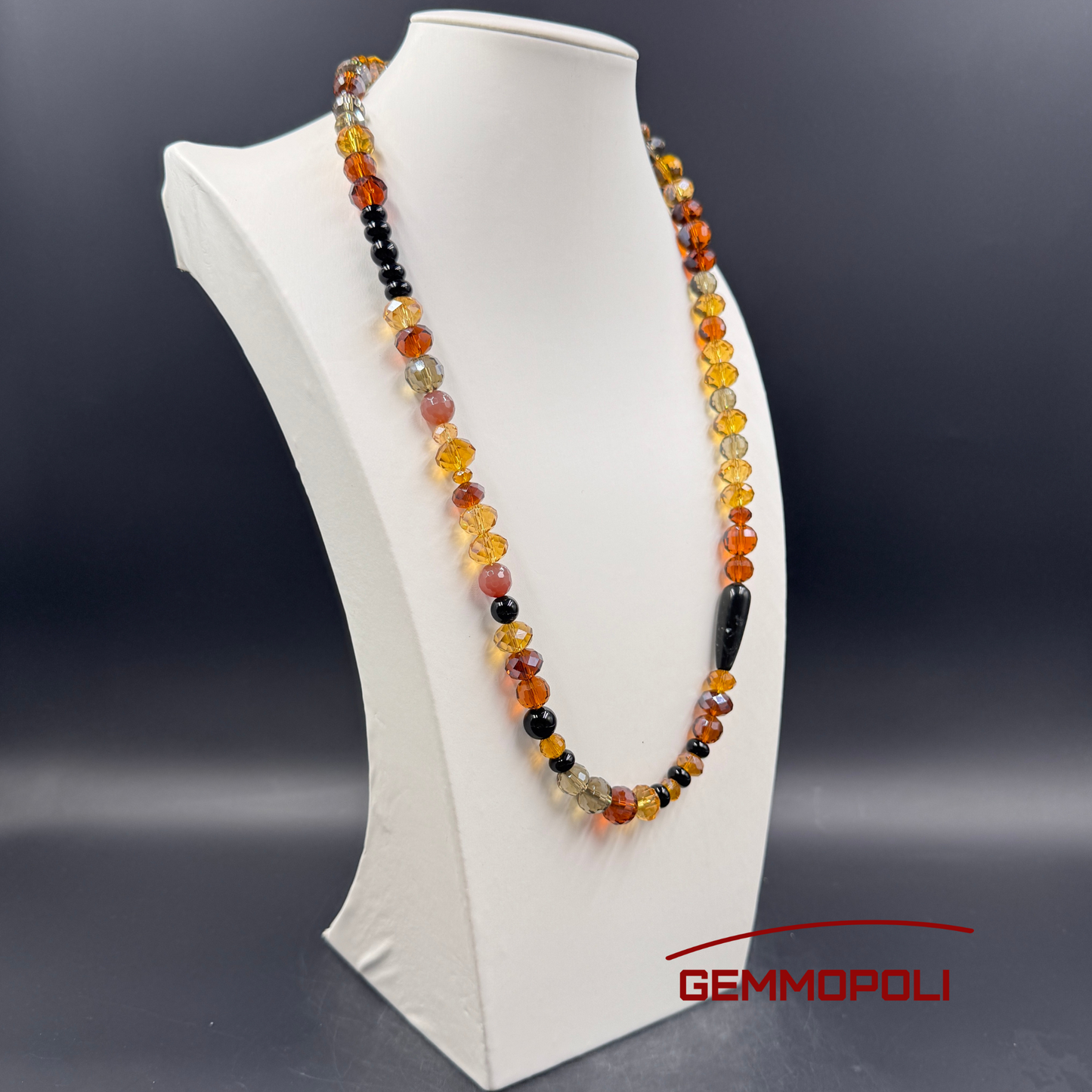 Collana elegante con cristalli sfaccettati e pietre dure naturali – Gemmopoli 