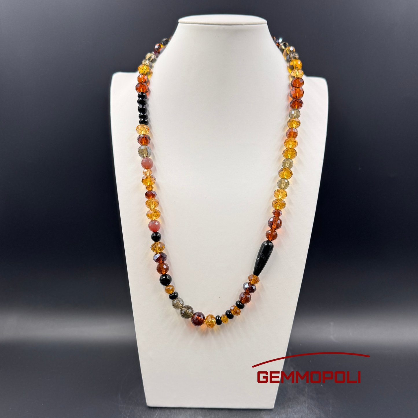Collana eclettica con cristalli multicolore e pietre dure – Gemmopoli GA0002