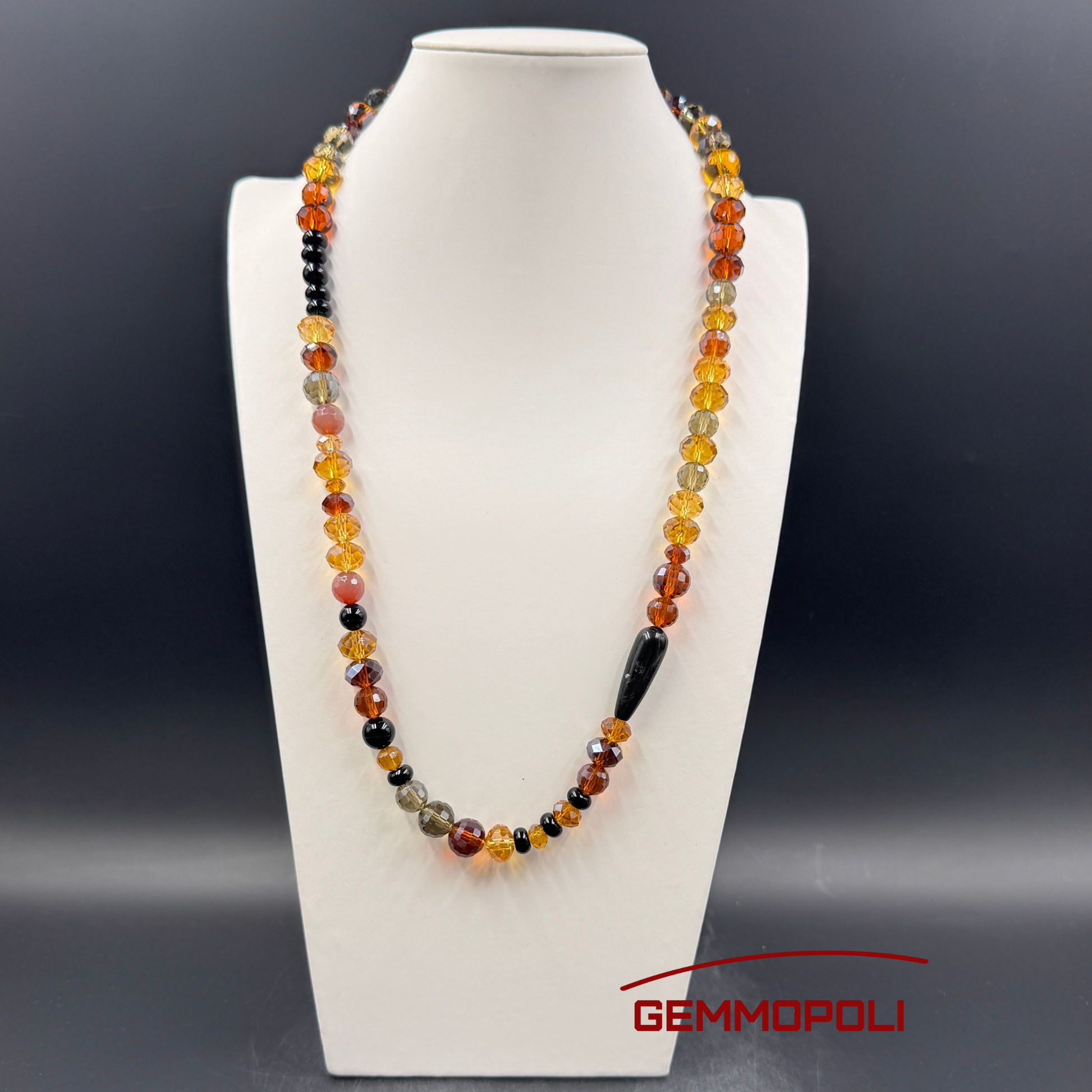 Collana eclettica con cristalli multicolore e pietre dure – Gemmopoli GA0002