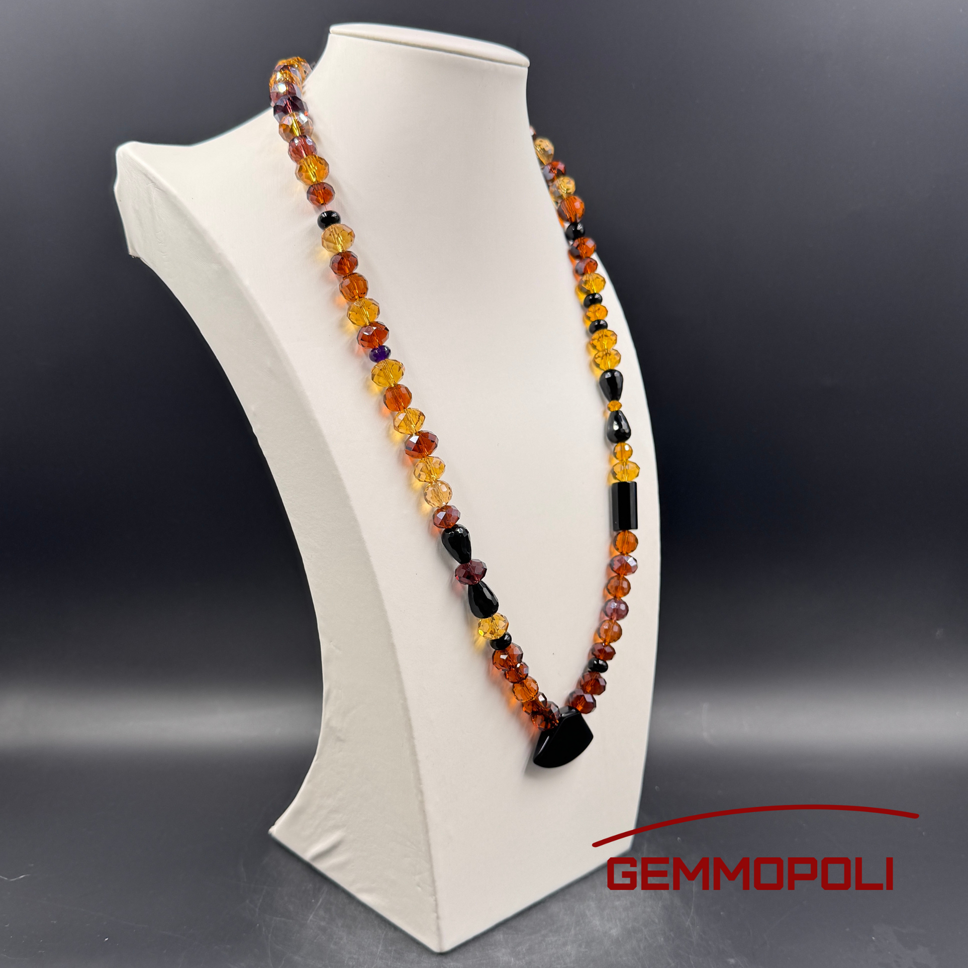 Collana elegante con cristalli sfaccettati e pietre dure naturali – Gemmopoli GA0005