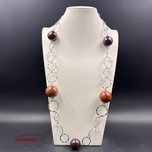  Collana tipo Chanel con sfere in porcellana marrone lucida – 