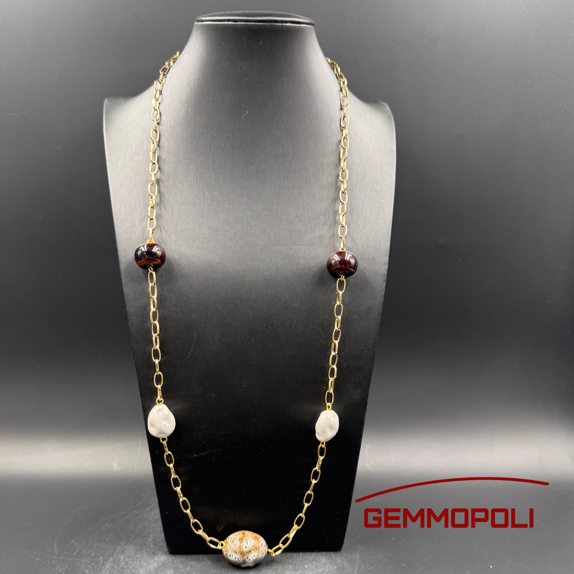 Gioiello Gemmopoli GA0012 elegante in porcellana e catena dorata