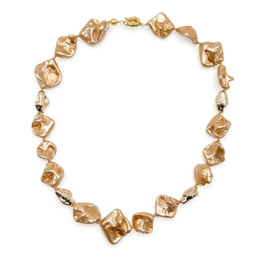 Collana Gemmopoli GA0019 Madreperla Ricostruita Barocca Pesca Oro 
