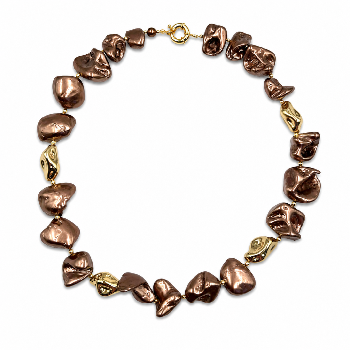 Collana Gemmopoli GA0020 Madreperla Ricostruita Barocca Bronzo Oro 