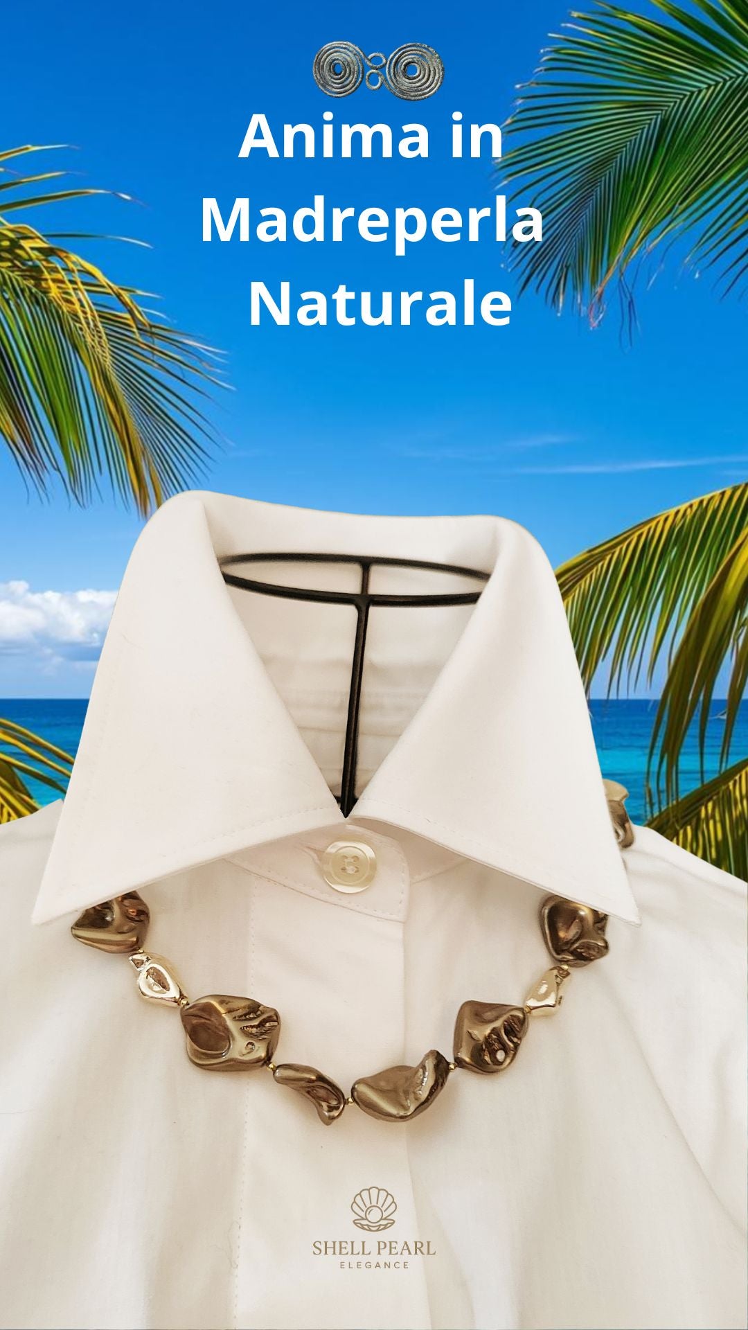 Prospettiva ravvicinata della collana barocca eleganza bronzo Gemmopoli verticale per social.