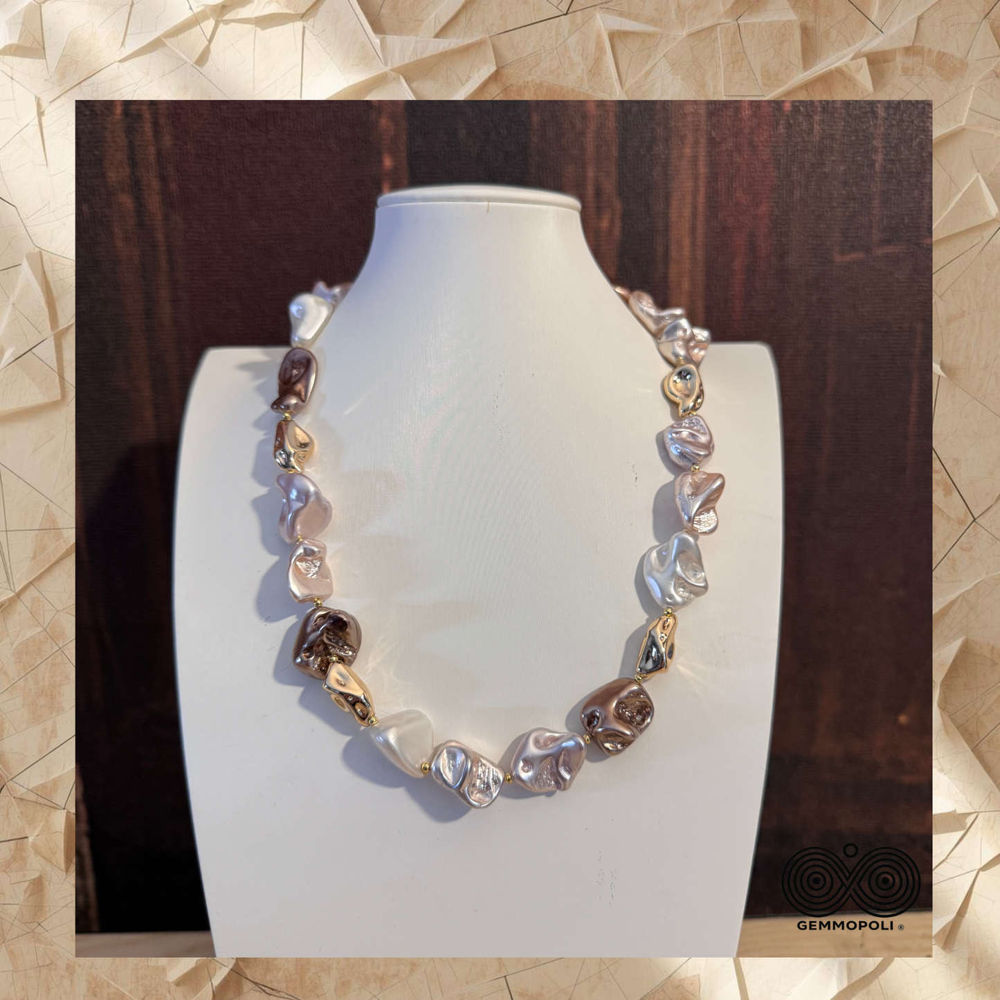 Collana Elegance Barocche Rosa Bianco Marrone e Oro  GA0021